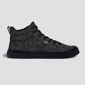 IBI HIGH Cariuma High Top Bamboo Weave Knit Vegan Noir Homme | EAZ-3602173